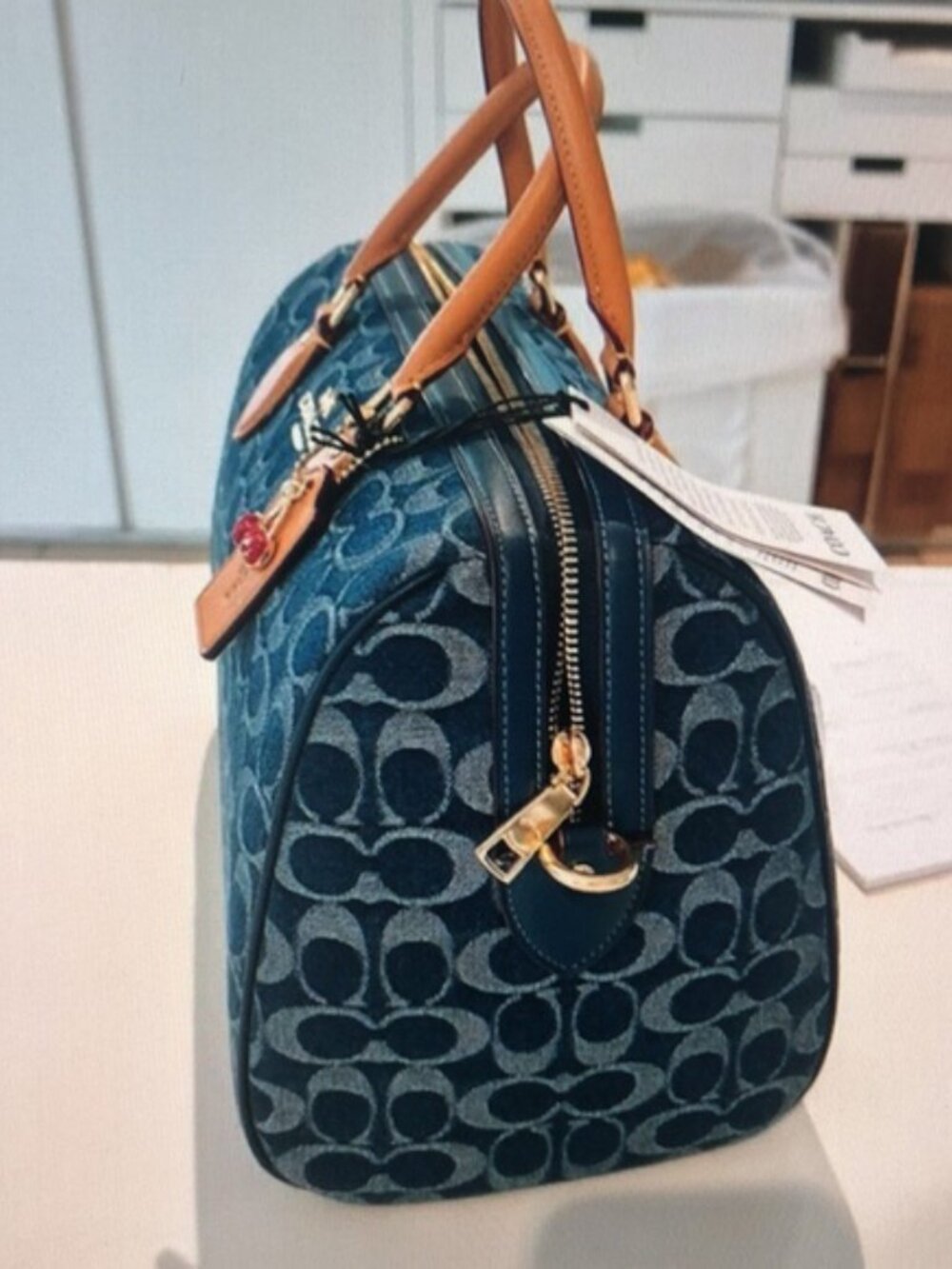 Coach Rowan Satchel Bag In Signature Denim Canvas NWT CY699 - Picture 2 of 6